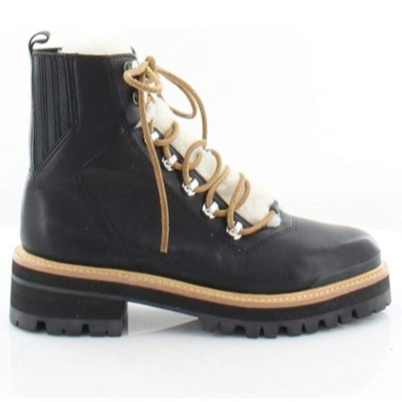 Marc Fisher Womens Sz 6.5 SEE‎ PHOTOS Izzie Black Leather Boots Sherpa Lizzie - Picture 2 of 13